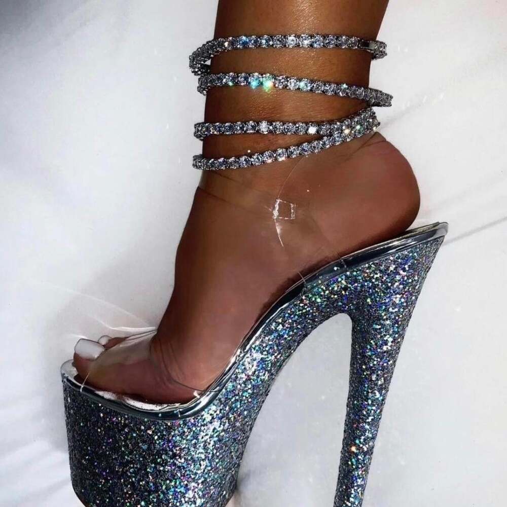 Silver Rhinestone Anklet 9 Inch 8577